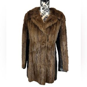 Vintage Mob Wife Real SOFT Beaver Fur x Leather Blend Long Coat - 90s/Y2K Medium